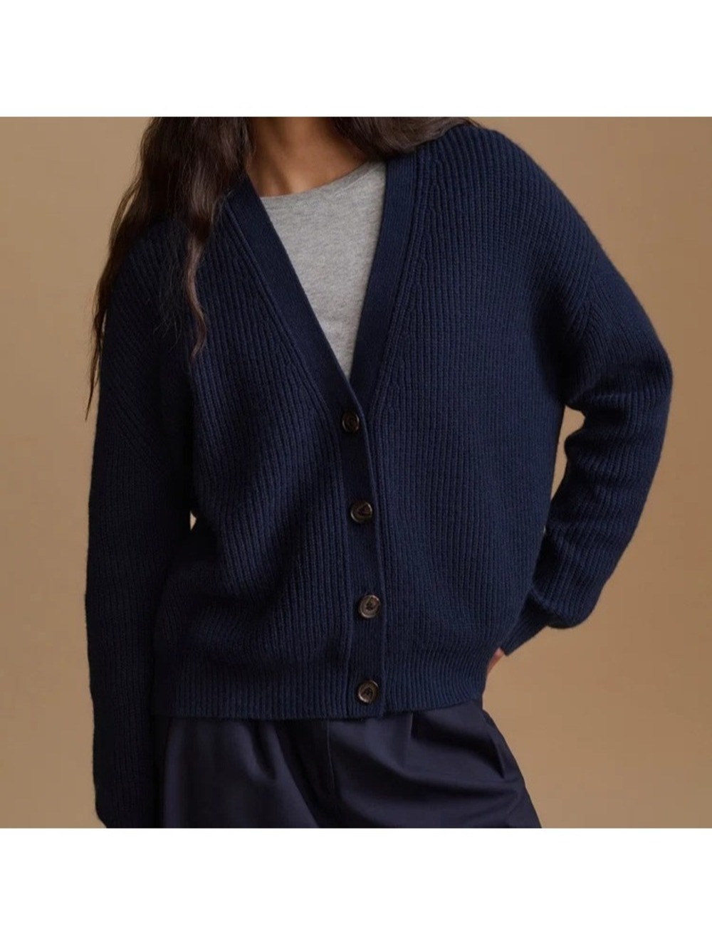 Jenni Kayne Size M Cropped Cashmere Cocoon Cardigan (Navy) Brand New